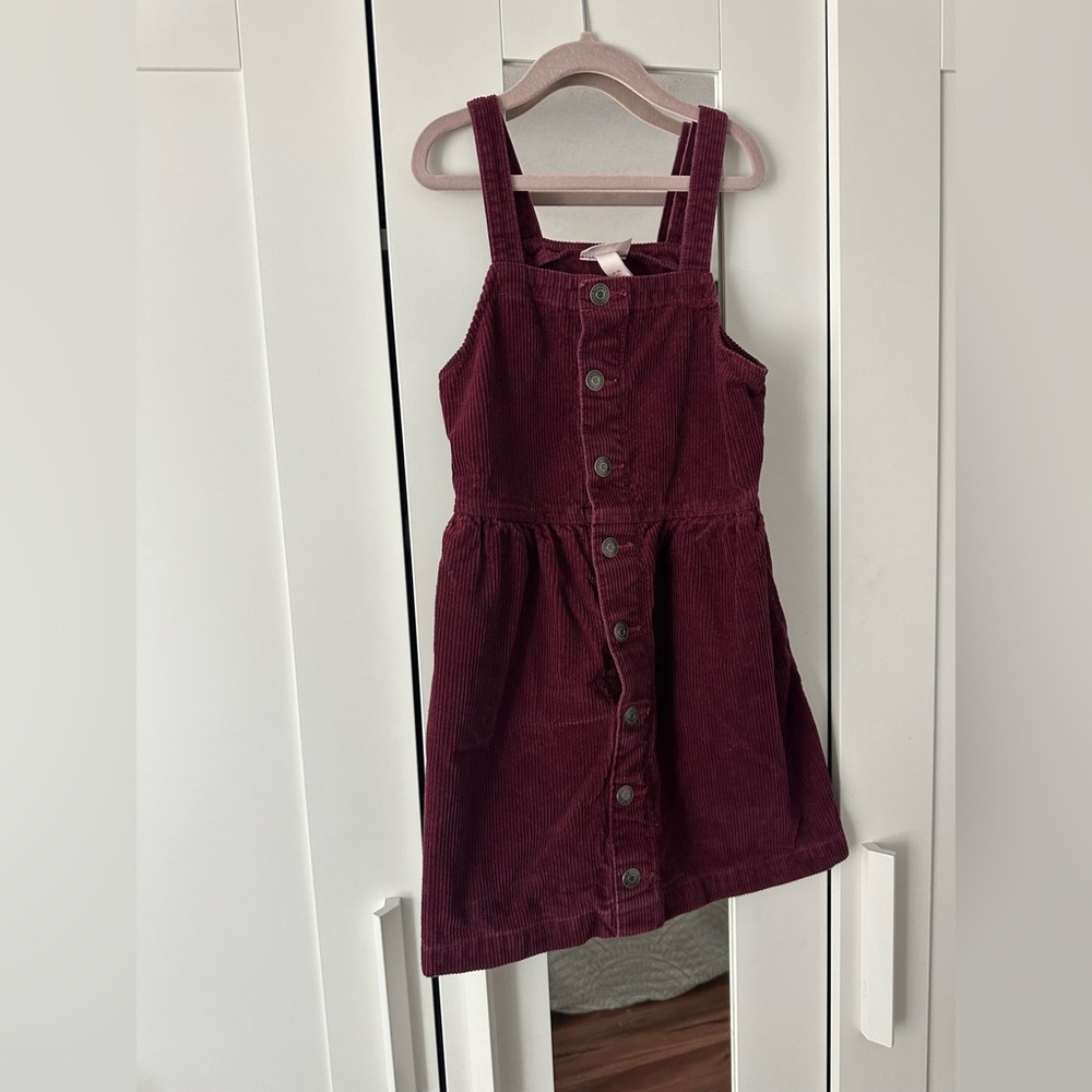 Cat & Jack Corduroy Jumper Button-Front Girl’s Dress Pinafore in Burgundy Wine